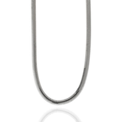 Collier 925/-,rhod.,Schlangenkette flach,6mm breit
