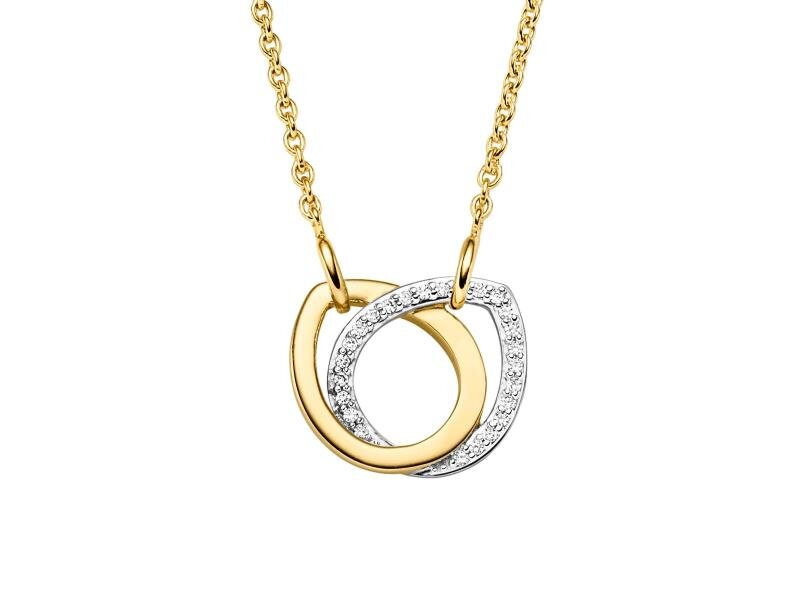 Viventy Collier 925/-Silber Gelbgold Anhänger mit 25 Zirkonia 42+3 cm
