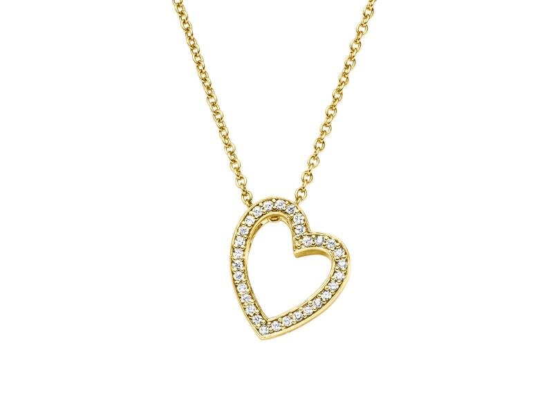 Viventy Herzanhänger mit Kette 925/- Silber vergoldet 30 Zirkonia, Silber