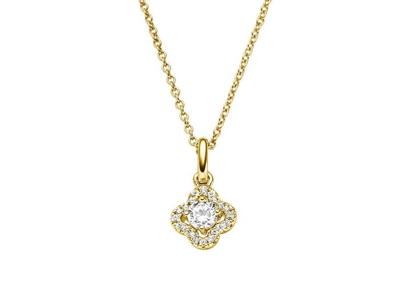 Viventy Anhänger mit Kette, 21 Zirkonia, Silber Gelbgold