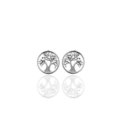 Ohrstecker,Silber,rhodiniert,Baum,12mm Ø