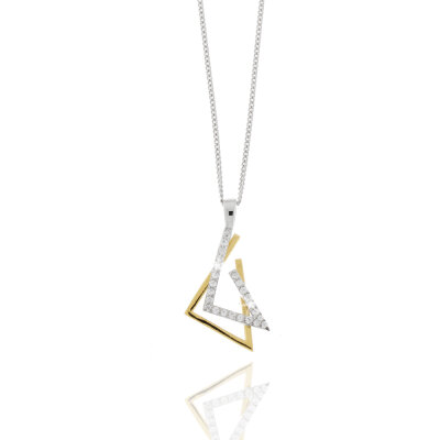 Collier,925/-,1 Mikr. vergold./rhod.,CZ,pol.,14x22mm,45cm