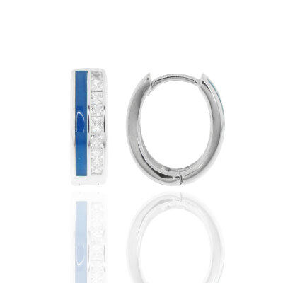 Creole 925/-,rhodiniert,CZ,Einlage blau,4,5mm breit,13x15mm