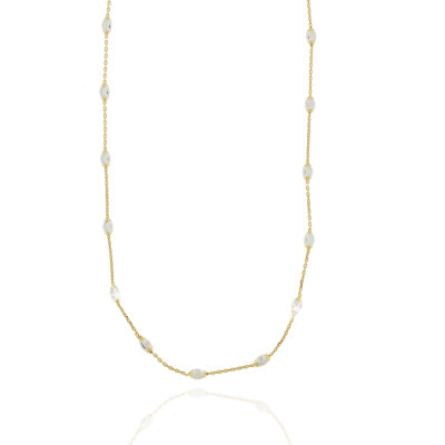 Collier 925/-,rhod.,vergoldet,diamantiert,Kugeln oval