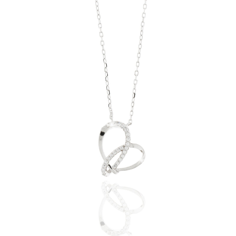 Collier 925/-,rhod.,Herz,Zirkonia,40+2,5+2,5cm