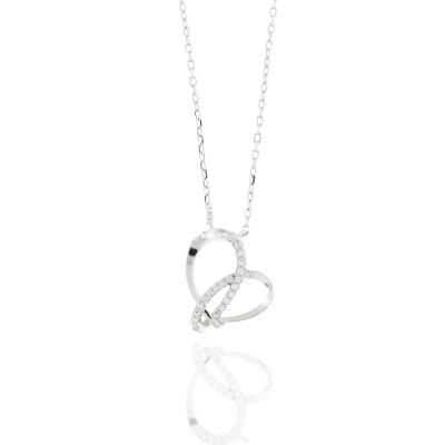 Collier 925/-,rhod.,Herz,Zirkonia,40+2,5+2,5cm