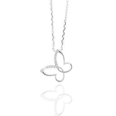 Collier 925/-,rhod.,Schmetterling,Zirkonia,40+2,5+2,5cm