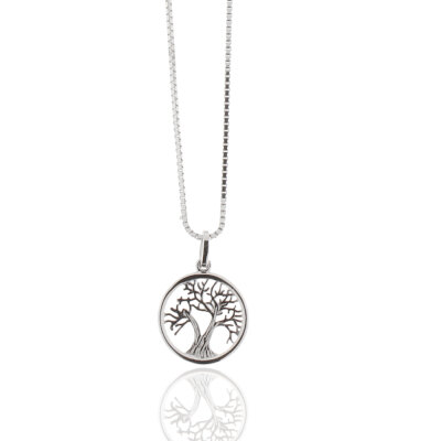 Collier,Silber,rhod.,Lebensbaum,Ø 14mm,45cm