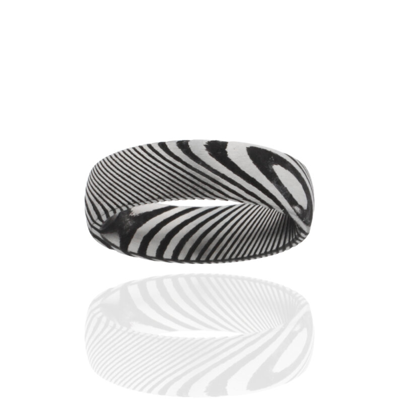 Ring Damaszener Stahl,IP black,teilmatt,6mm breit