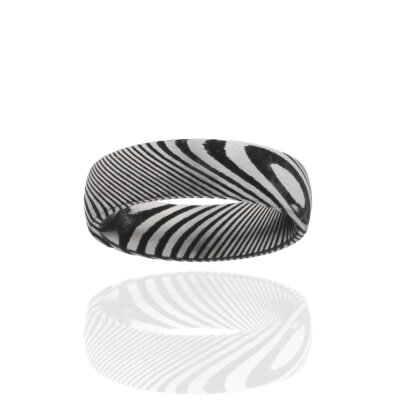 Ring Damaszener Stahl,IP black,teilmatt,6mm breit