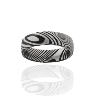 Ring Damaszener Stahl,IP black,teilmatt,6mm breit