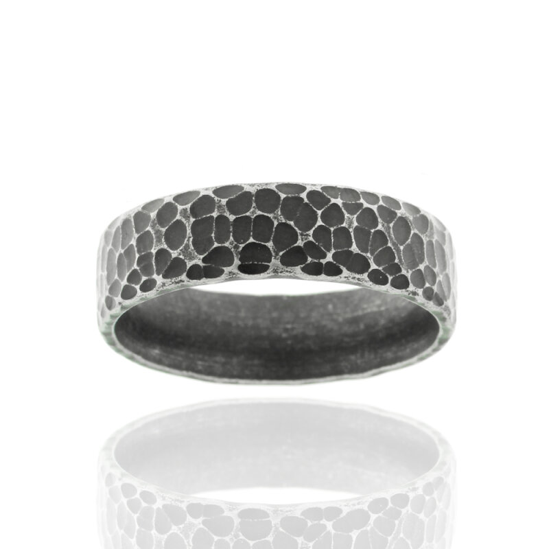 Ring, Edelstahl, anti-black matt, gehämmert, Ø 7mm
