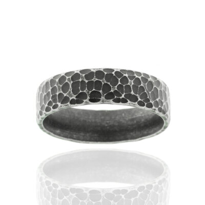 Ring, Edelstahl, anti-black matt, gehämmert,...