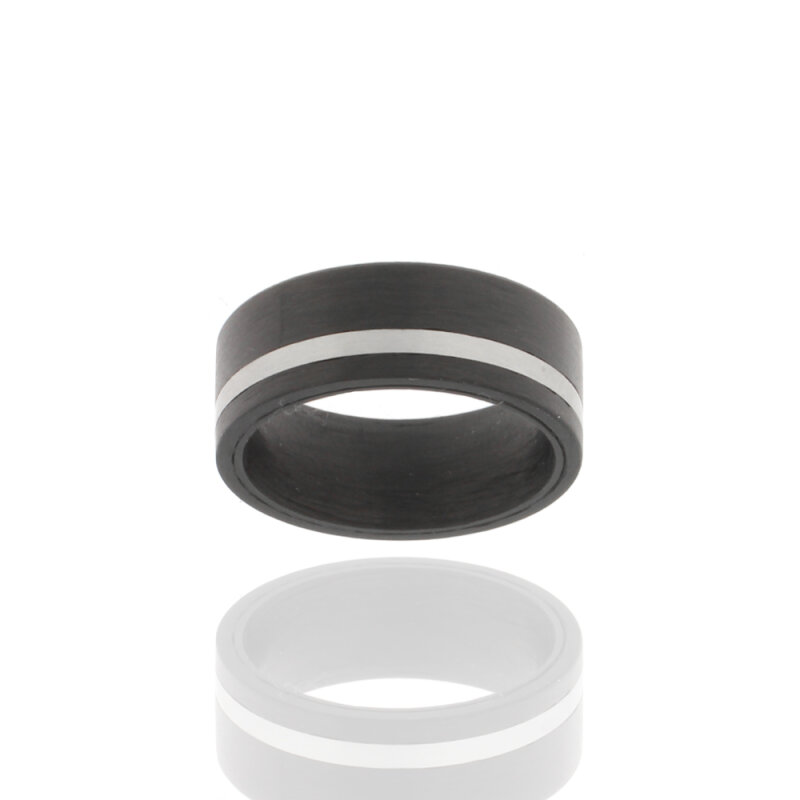 Ring,Edelstahl,Carbon,schwarz,8mm breit