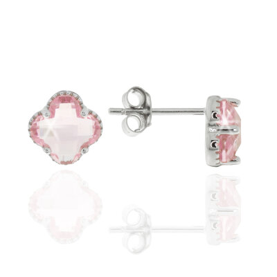 Ohrstecker,925/-,rhod.,Zirkonia rosa,9x9mm