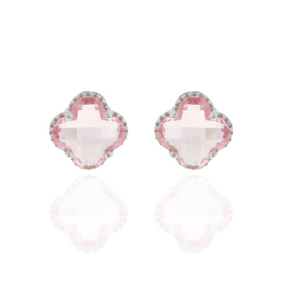 Ohrstecker,925/-,rhod.,Zirkonia rosa,9x9mm
