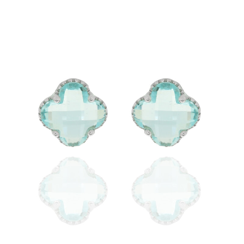 Ohrstecker,925/-,rhod.,Zirkonia aqua,9x9mm