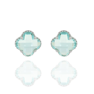 Ohrstecker,925/-,rhod.,Zirkonia aqua,9x9mm
