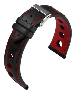 Uhrenlederband Barington Racing Schwarz/Rot