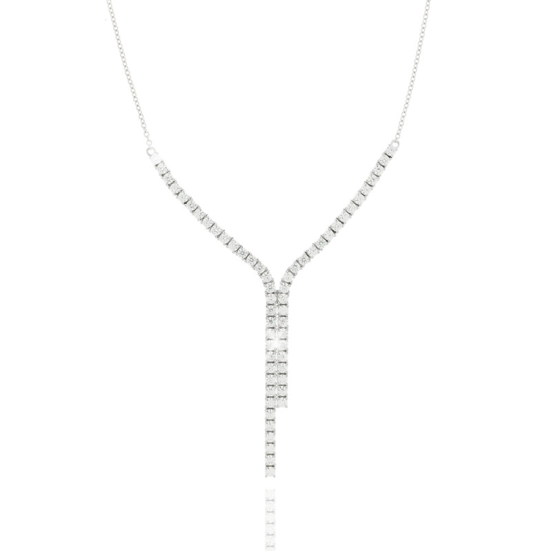 Y-Collier 925/- Silber, rhodiniert, Zirkonia, 2,8mm breit, 40 + 2cm + 3cm