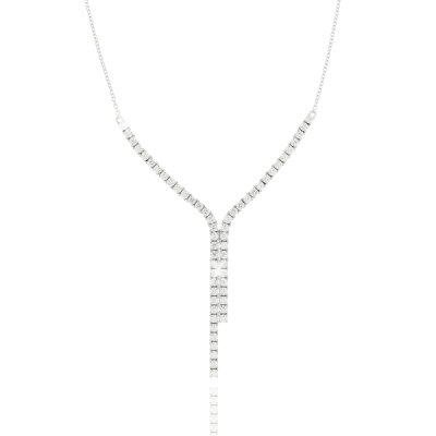 Y-Collier 925/- Silber, rhodiniert, Zirkonia, 2,8mm...