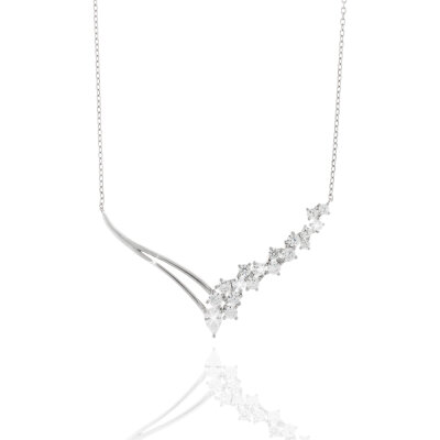 Collier 925/- Silber, rhodiniert, poliert, Zirkonia, 42 +...