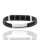 Lederarmband mit Edelstahlelementen geflochten schwarz 19,5 + 1,4 cm