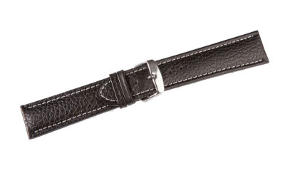 Uhrenlederband 22 mm schwarz Extralang mit Kontrastnaht