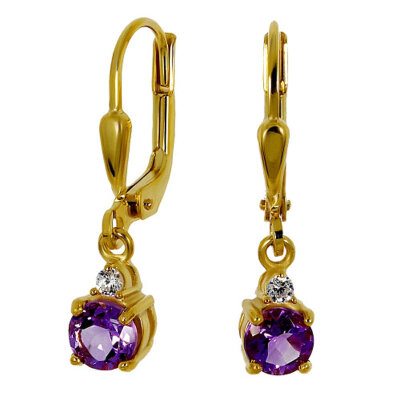 Pendelohrhänger 333/-Gelbgold Amethyst / Zirkonia