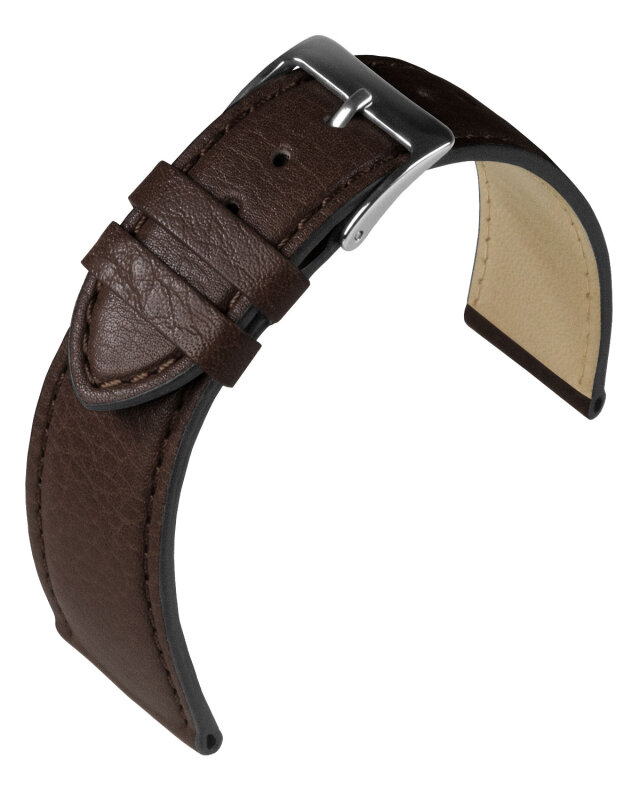 Uhrenlederband Country dunkelbraun 20 mm silberne Schließe