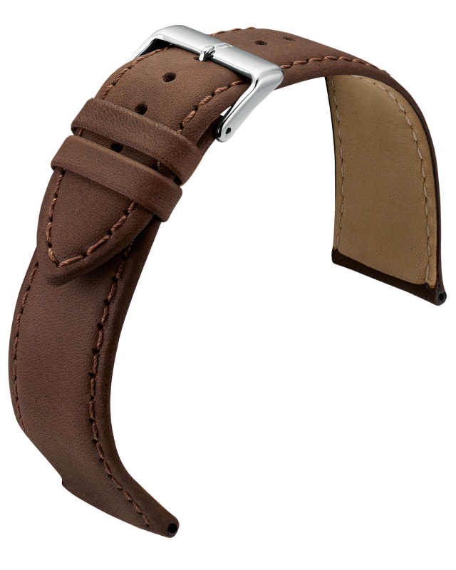 Uhrenlederband Barington Soft Nappa dunkelbraun 20 mm