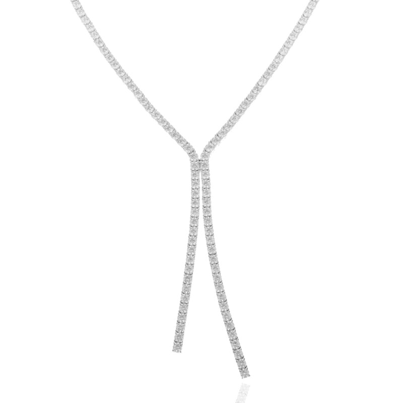 Collier 925/- Silber, rhodiniert, Zirkonia, 42,5cm