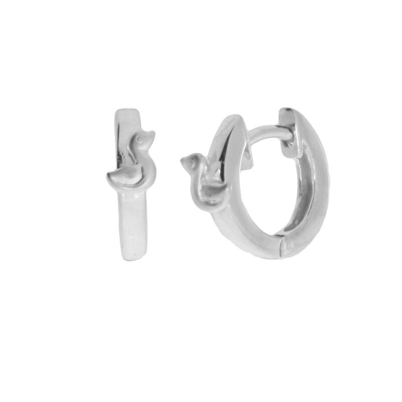 Scharniercreolen 925/- mit Entchenmotiv 13 mm