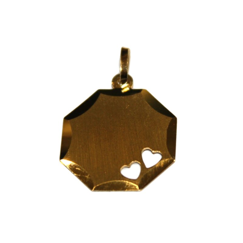 Gravurplatte 333/- Gelbgold 17 mm mit 2 Herzen