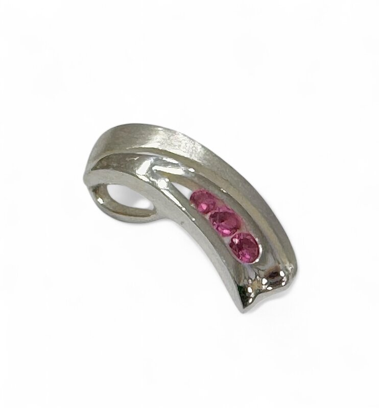Kettenanhänger Sterlingsilber 925/- pinke Zirkonia 18 x 7 mm