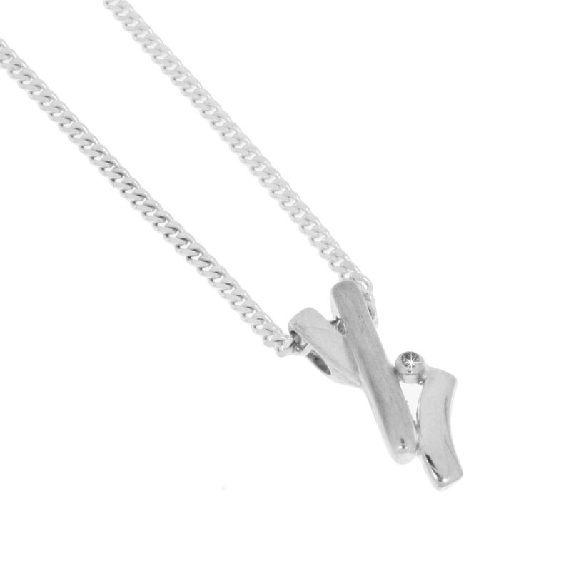 Kettenanhänger 925/-Silber mit  Brillant 0,01ct 17 x 7 mm