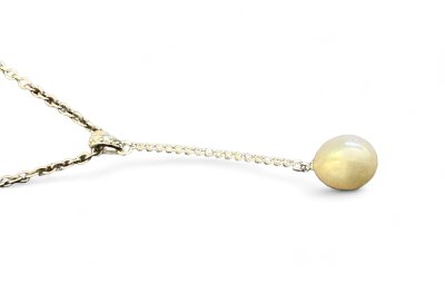 Kettenanhänger 925/- Silber rhodiniert mit Perle und Zirkonia 44 mm