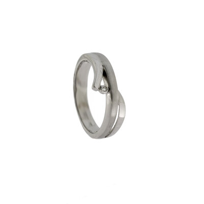 Damenring 925/- Silber rhodiniert mit Diamant Gr 58