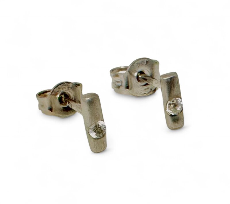 Ohrstecker 333/- Weißgold mit Zirkonia 6 x 2 mm
