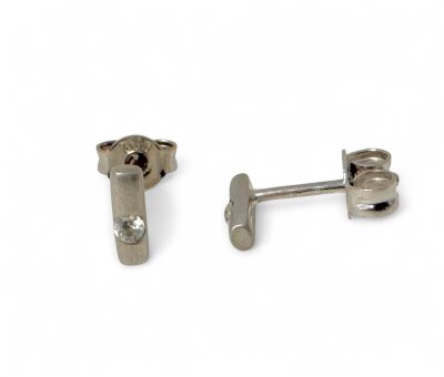 Ohrstecker 333/- Weißgold mit Zirkonia 6 x 2 mm
