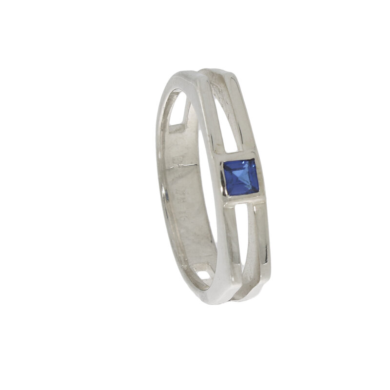 Damenring 925/- Sterlingsilber mit blauen Zirkonia Gr. 58