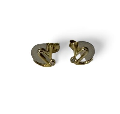 Ohrstecker Platin / Gelbgold / Diamant 10 mm