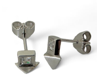 Ohrstecker 925/- Sterlingsilber mit Zirkonia in moderner...