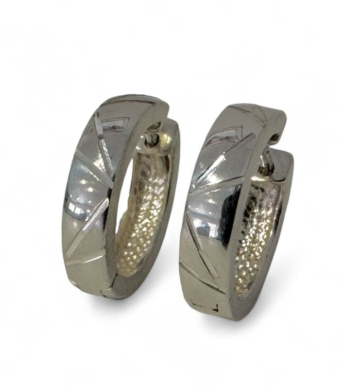 Scharniercreolen 925/- Sterlingsilber mit Muster 17 x 4 mm