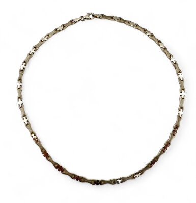 massive Halskette matt / poliert 925/-Sterlingsilber rhodiniert 42 cm