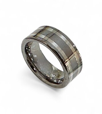 Partnerring Tungsten Silber 925/- poliert 8 mm breit