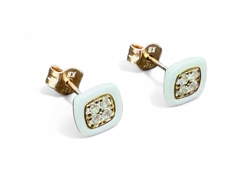 Ohrstecker 925/- Sterlingsilber rosé mit Keramik Zirkonia 8 x 8 mm