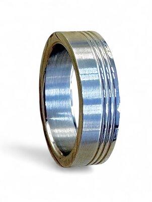 Edelstahlring mattiert mit Rillen 7 mm breit Gr. 64